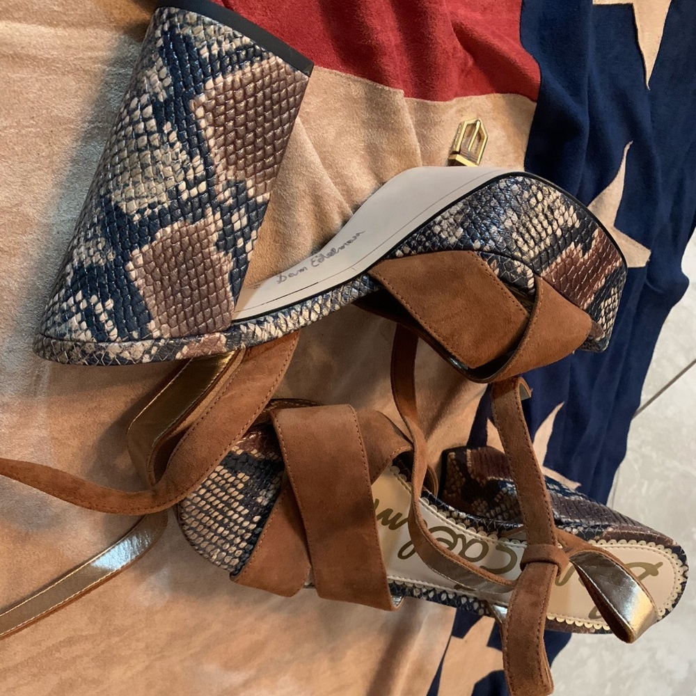 Snake skin strappy heels